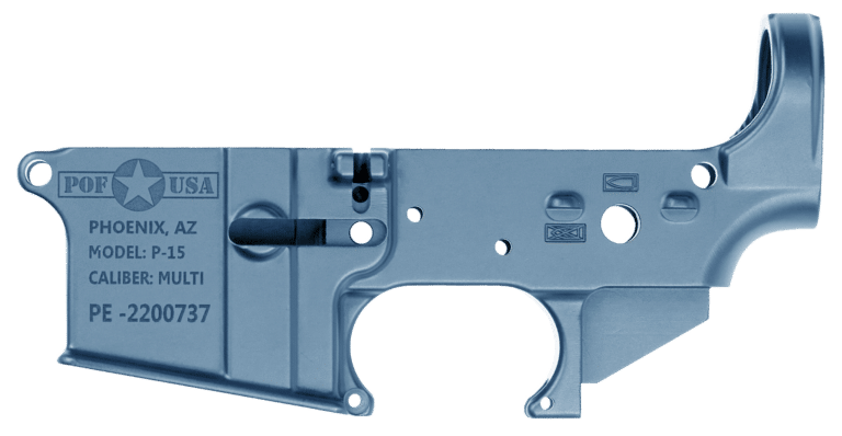 Blue Titanium Cerakote Stripped P-15 Lower Receiver.